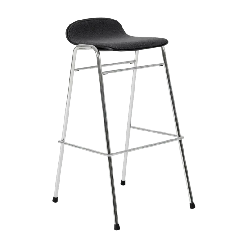 Tabouret de bar 75 cm en tissu noir et cadre argenté Touchwood - Hem - The Cool Republic