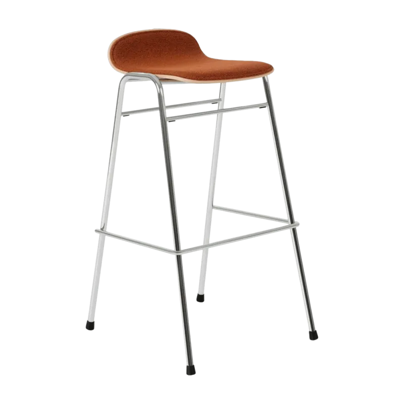 Tabouret de bar 75 cm en tissu rouge et cadre argenté Touchwood - Hem - The Cool Republic