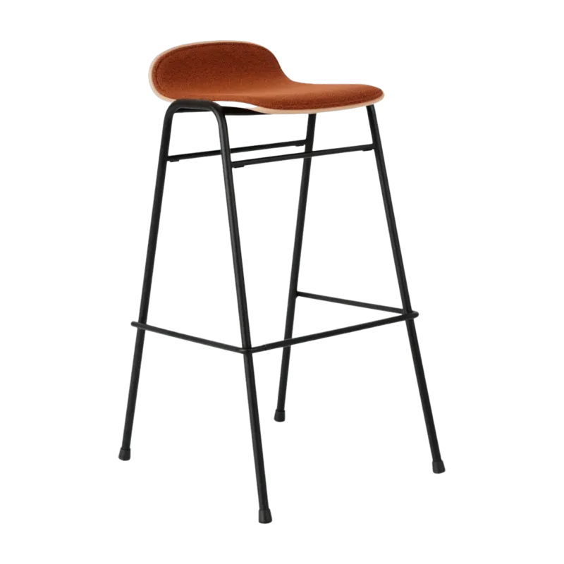 Tabouret de bar 75 cm en tissu rouge et cadre noir Touchwood - Hem - The Cool Republic