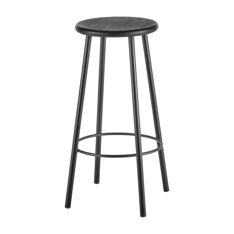 Tabouret de bar en acier et contreplaqué noir 66cm - Serax - The Cool Republic