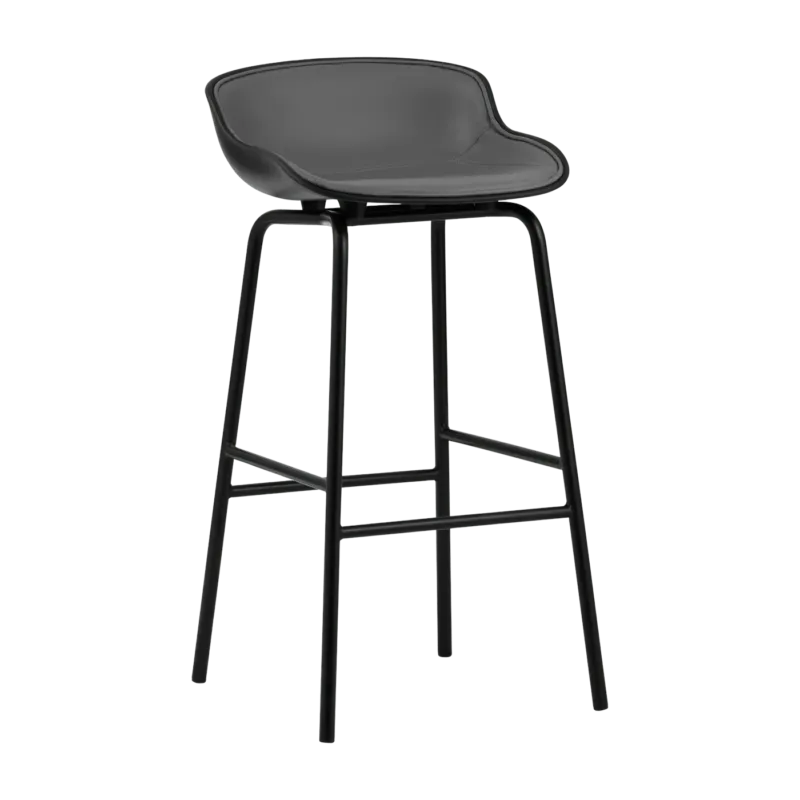 Tabouret de bar en acier et pp avec cuir noir 75 cm Hyg - Normann Copenhagen - The Cool Republic