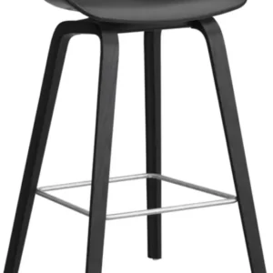 Tabouret de bar en bois de chêne teinté noir 65 cm AAS 32 2.0 - HAY
