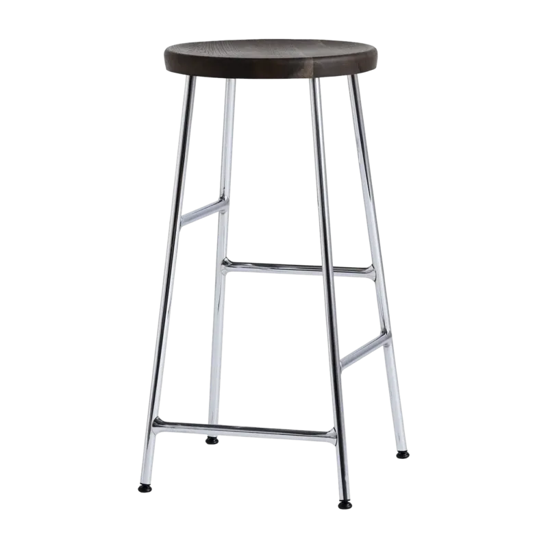 Tabouret de bar en bois foncé et acier chromé 65 cm - HAY - The Cool Republic