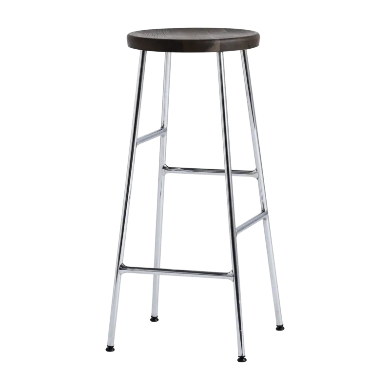 Tabouret de bar en bois foncé et acier chromé 75 cm Cornet - HAY - The Cool Republic