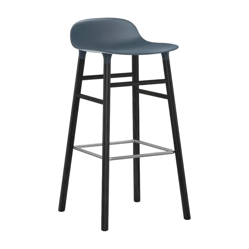 Tabouret de bar en bois noir et pp bleu 75 cm Form - Normann Copenhagen - The Cool Republic