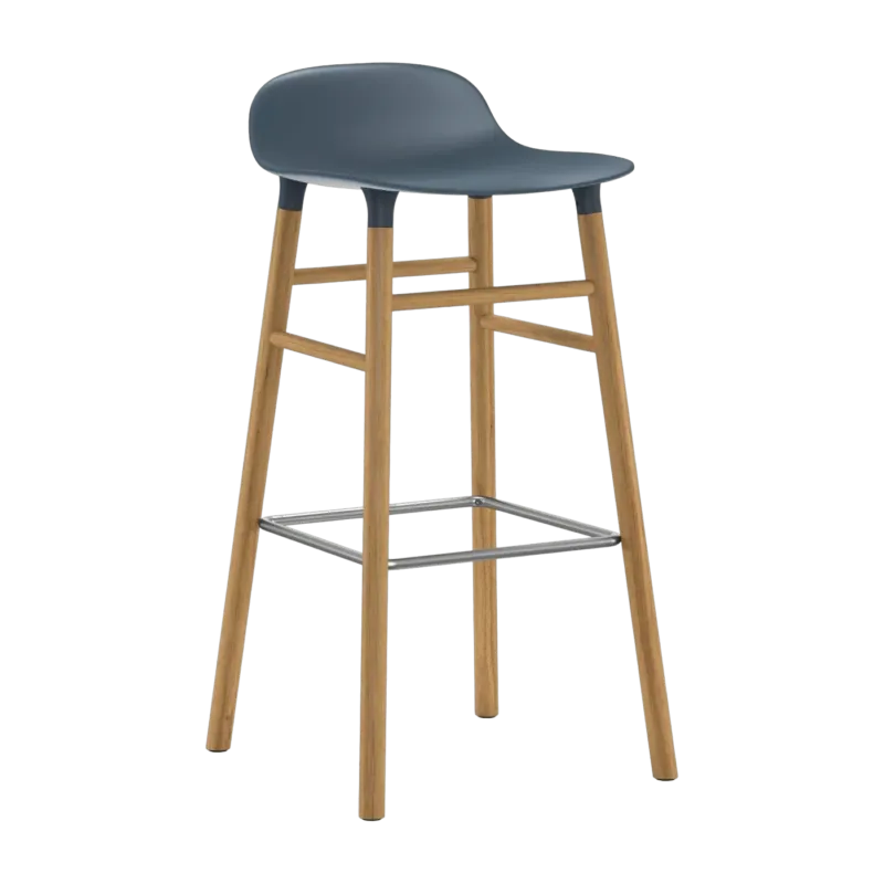 Tabouret de bar en chêne naturel et pp bleu 75 cm Form - Normann Copenhagen - The Cool Republic