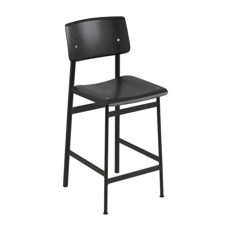 Tabouret de bar en chêne noir et noir 65 cm Loft - Muuto - The Cool Republic