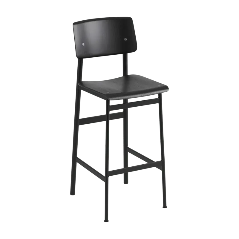 Tabouret de bar en chêne noir et noir 75 cm Loft - Muuto - The Cool Republic