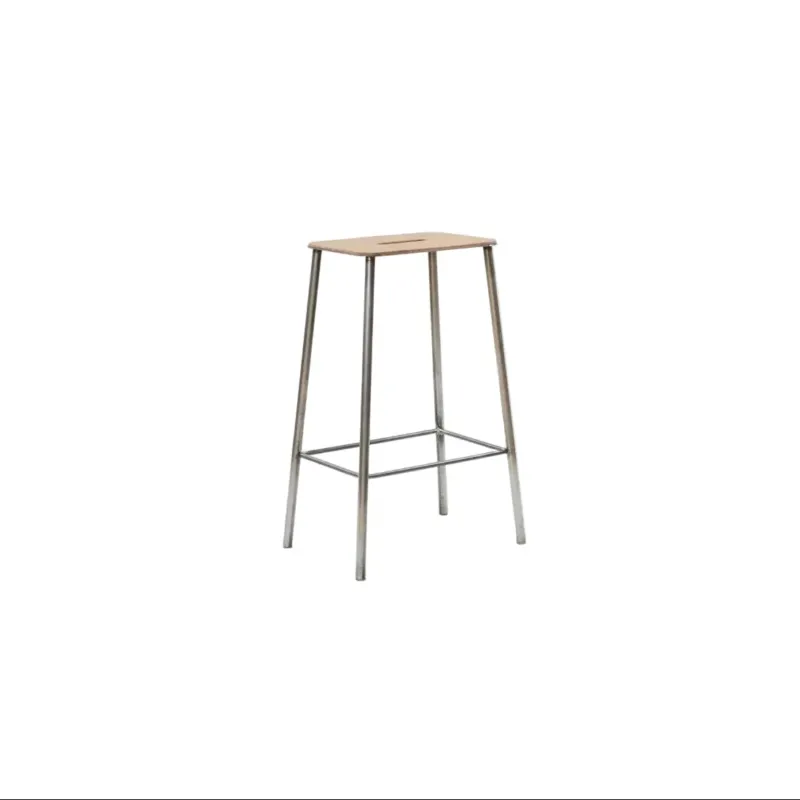 Tabouret de bar en cuir naturel et acier brut 76 cm Adam - Frama - The Cool Republic