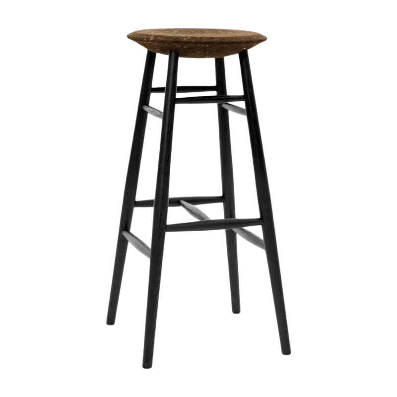 Tabouret de bar en liège foncé et bois noir Drifted - Hem - The Cool Republic