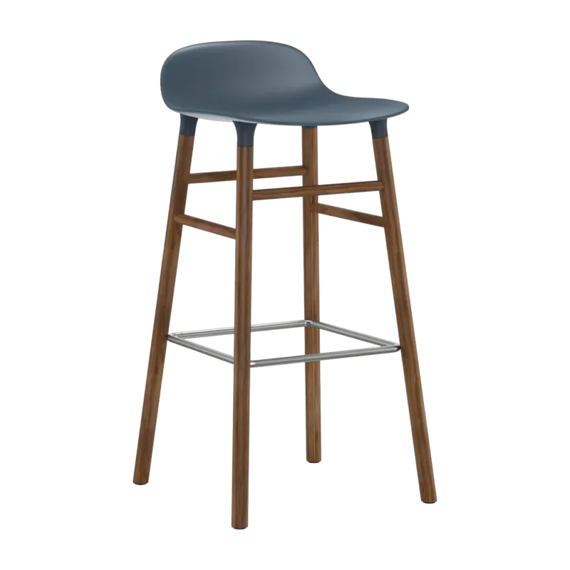 Tabouret de bar en noyer naturel et pp bleu 75 cm Form - Normann Copenhagen - The Cool Republic