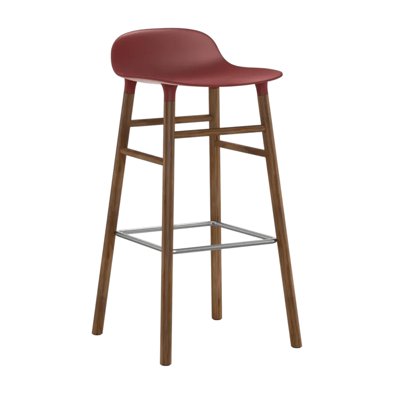 Tabouret de bar en noyer naturel et pp rouge 75 cm Form - Normann Copenhagen - The Cool Republic