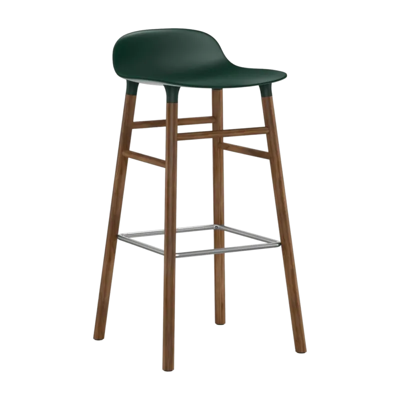 Tabouret de bar en noyer naturel et pp vert 75 cm Form - Normann Copenhagen - The Cool Republic
