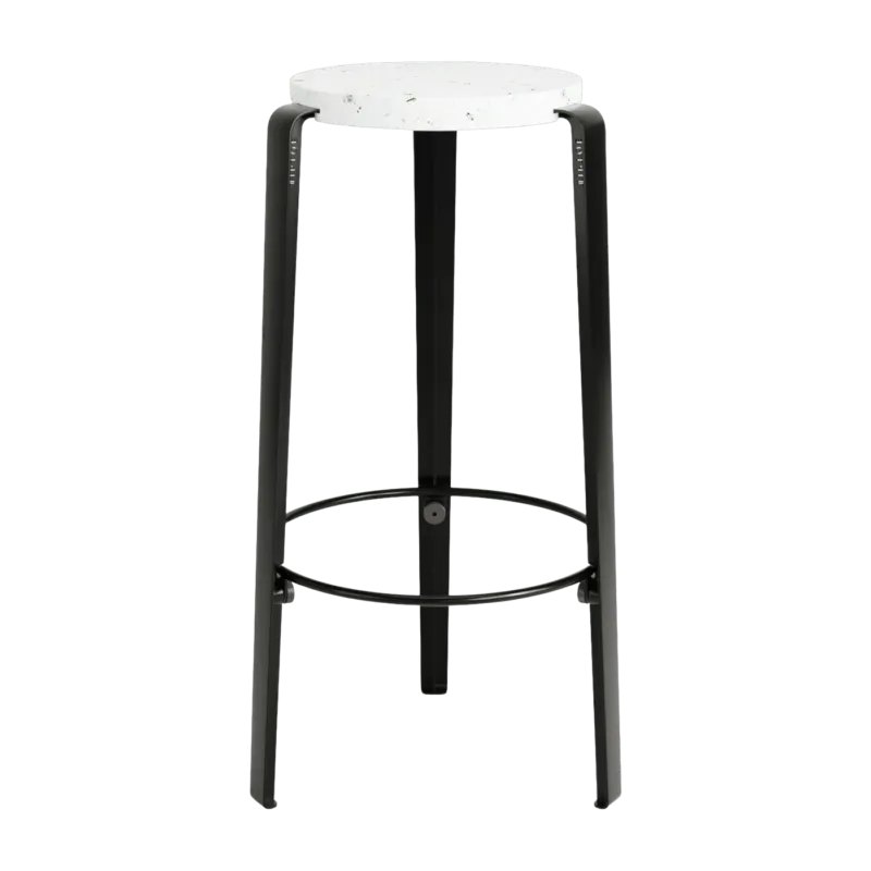 Tabouret de bar en plastique recyclé blanc et pieds noir graphite BIG LOU VENEZIA - TIPTOE - The Cool Republic