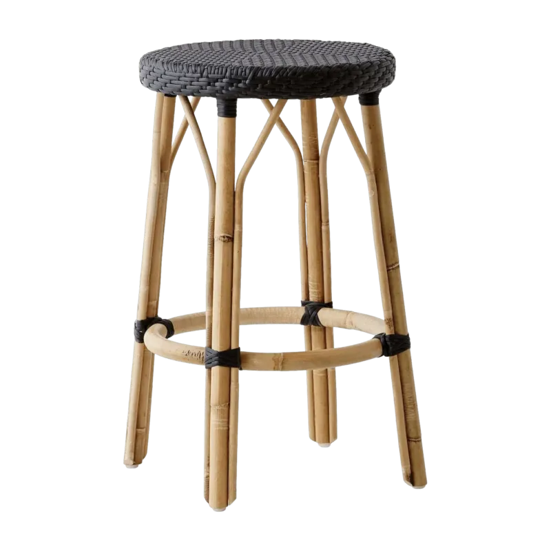 Tabouret de bar en rotin noir 78 cm Simone - Sika Design - The Cool Republic