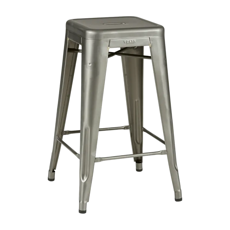 Tabouret en acier H65 Brut verni satiné - Tolix - The Cool Republic