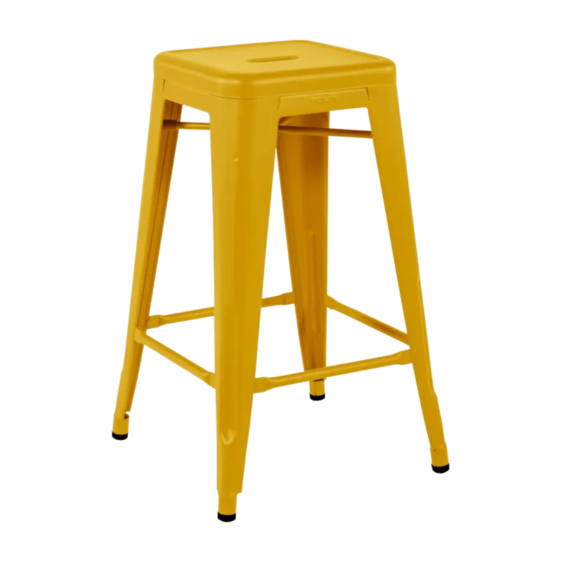 Tabouret en acier H65 Jaune moutarde mat - Tolix - The Cool Republic