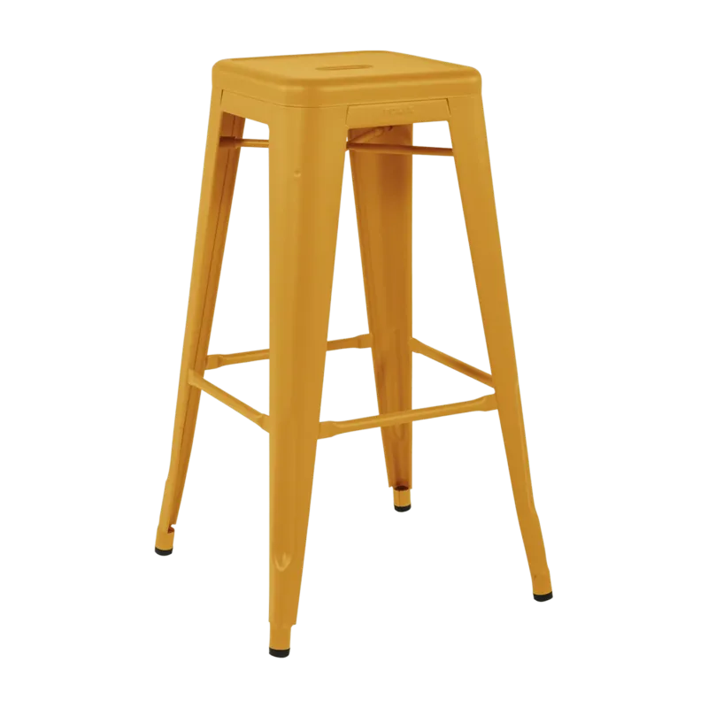 Tabouret en acier H75 Jaune moutarde mat - Tolix - The Cool Republic