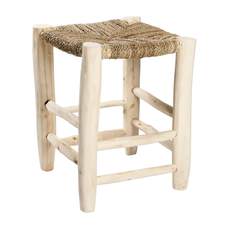 Tabouret en feuille de palmiers et bois brut - Cosydar - The Cool Republic