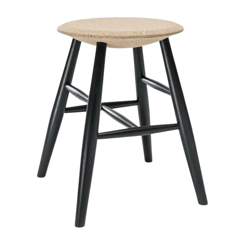 Tabouret en liège clair et bois noir Drifted - Hem - The Cool Republic