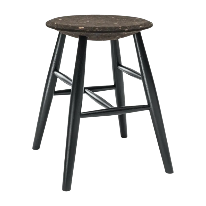 Tabouret en liège foncé et bois noir Drifted - Hem - The Cool Republic