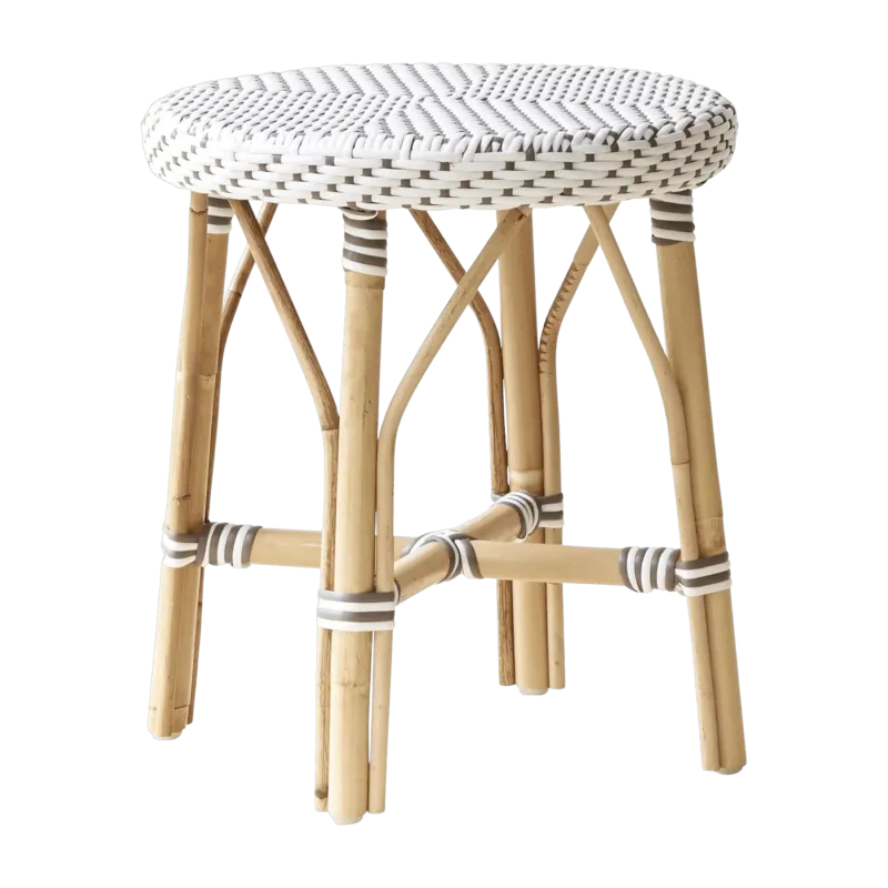 Tabouret en rotin blanc 46 cm Simone - Sika Design - The Cool Republic