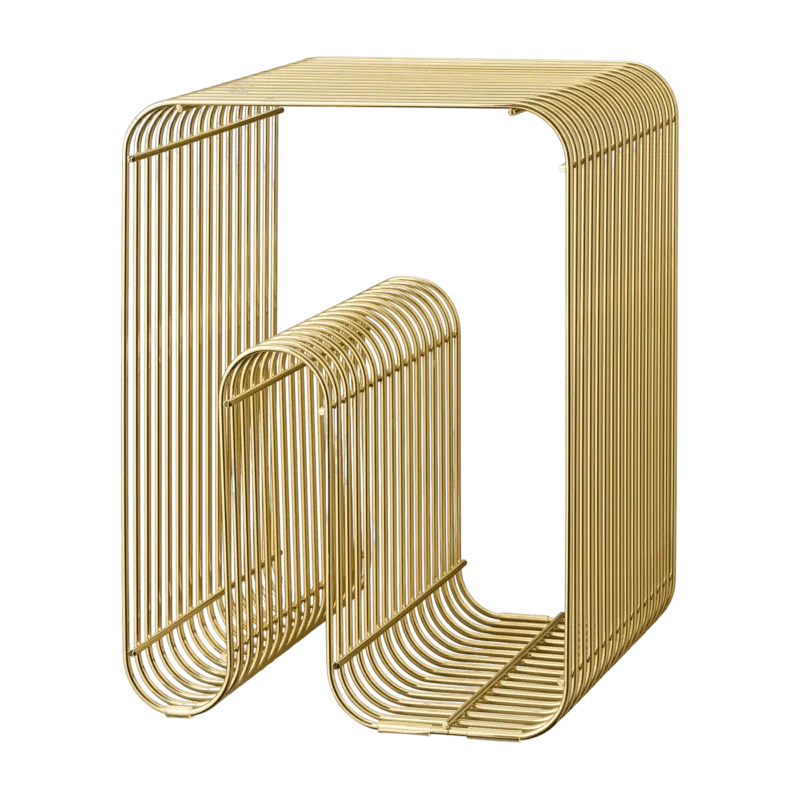 Tabouret et rangement magazine doré 32 cm Curva - AYTM - The Cool Republic