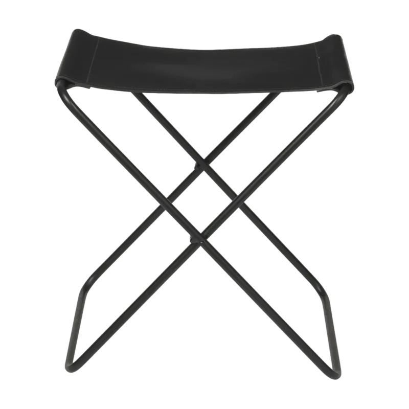 Tabouret pliant en cuir noir Nola - Broste Copenhagen - The Cool Republic