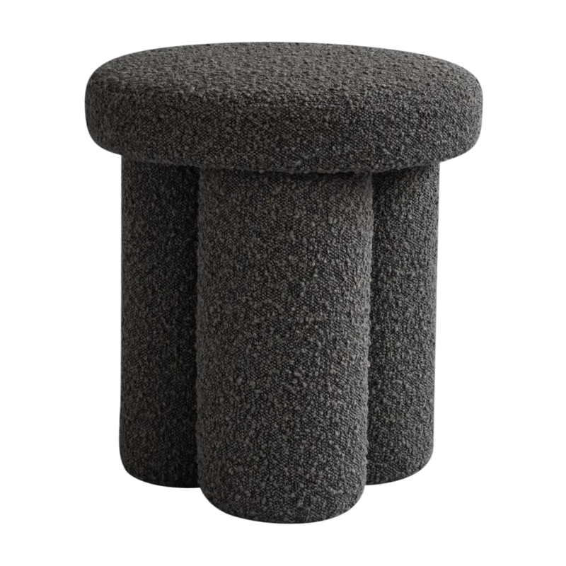 Tabouret rond en tissu bouclé taupe foncé Big Foot - 101 COPENHAGEN - The Cool Republic