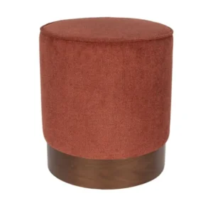 Tabouret rond en tissu rouge et bois d'hévéa 41x46cm Bellevue - Dutchbone - The Cool Republic