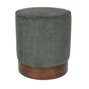 Tabouret rond en tissu vert et bois d'hévéa 41x46cm Bellevue - Dutchbone - The Cool Republic