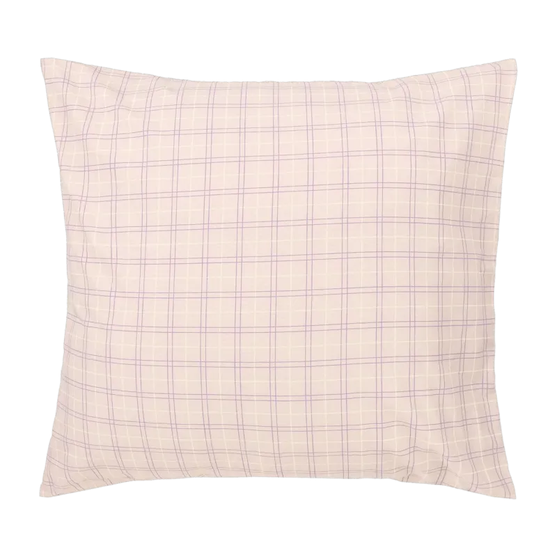 Taie d'oreiller carrée en popeline de coton bio à carreaux rose et violet 60 x 60 cm Sheldon - Nobodinoz - The Cool Republic