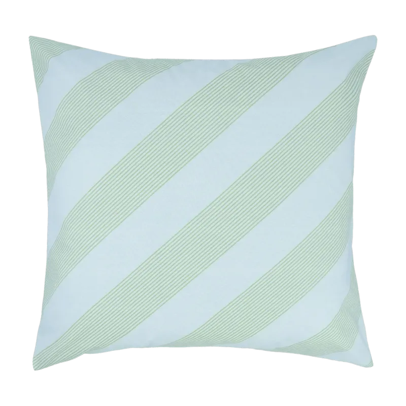 Taie d'oreiller carrée en popeline de coton bio à rayures bleu et vert 60 x 60 cm Sheldon - Nobodinoz - The Cool Republic
