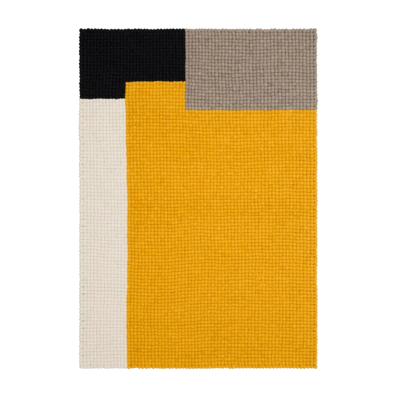 Tapis à boules de feutre moutarde 140x200 cm Cube - myfelt - The Cool Republic
