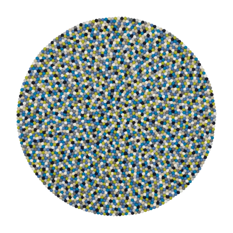 Tapis à boules de feutre multicolore bleu et vert 200 cm Fritz - myfelt - The Cool Republic