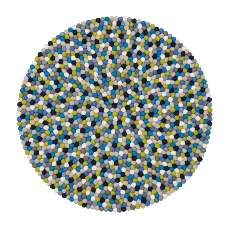 Tapis à boules de feutre multicolore bleu et vert 50 cm Fritz - myfelt - The Cool Republic