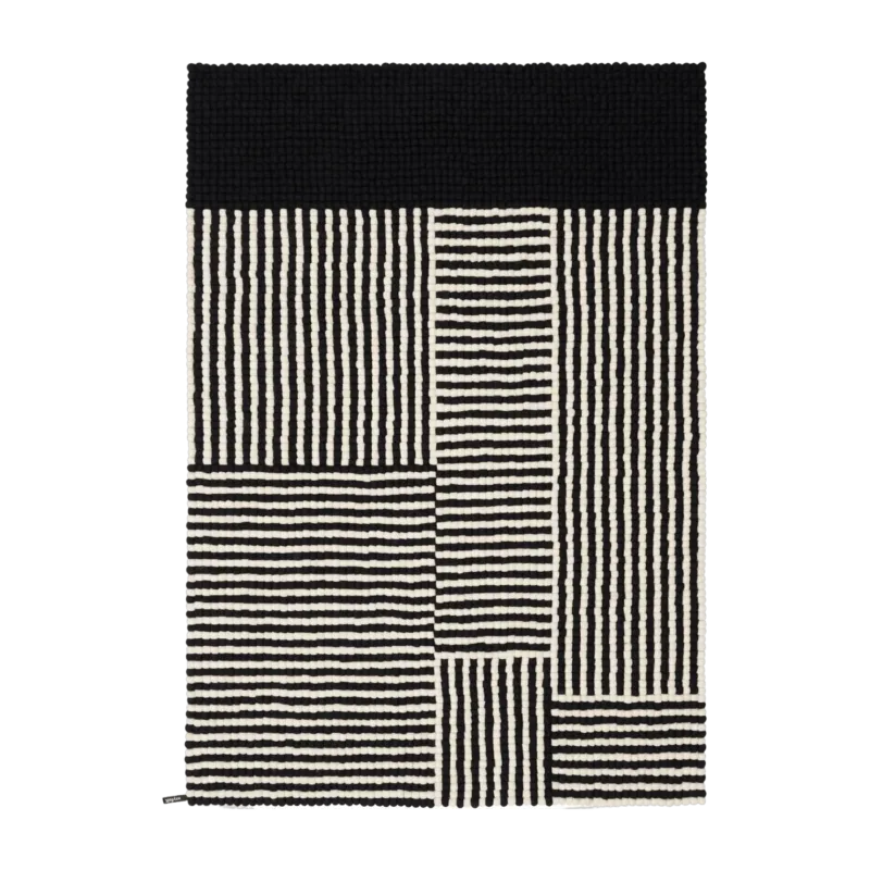 Tapis à boules de feutre noir et blanc 140x200 cm Lino - myfelt - The Cool Republic