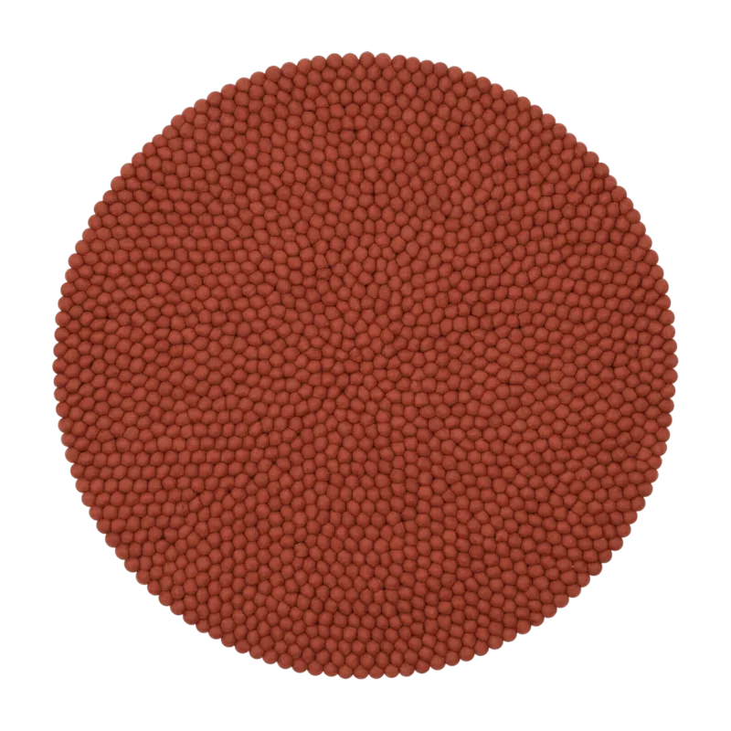 Tapis à boules de feutre rouge brique 50 cm Lora - myfelt - The Cool Republic