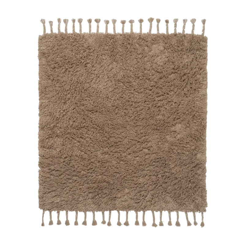 Tapis de bain à poils longs beige en coton 140x140 cm Amass - Ferm Living - The Cool Republic