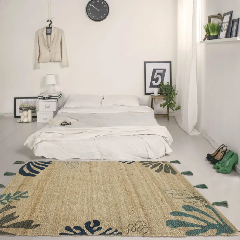 Tapis en jute bleu vert 150x80 cm Mateho - Edito - The Cool Republic