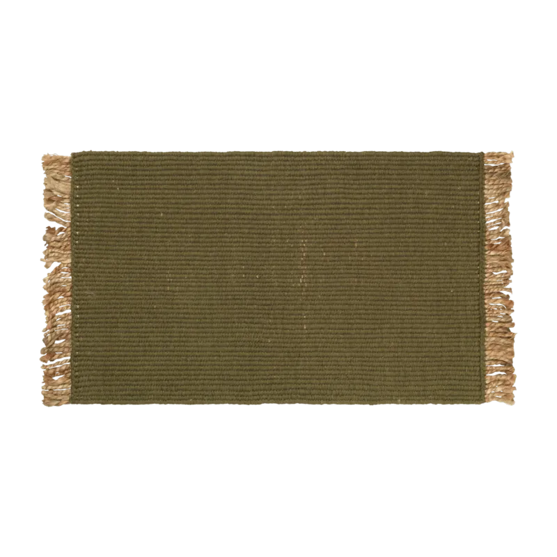 Tapis en jute olive 80 x 50 cm Block Mat - Ferm Living - The Cool Republic