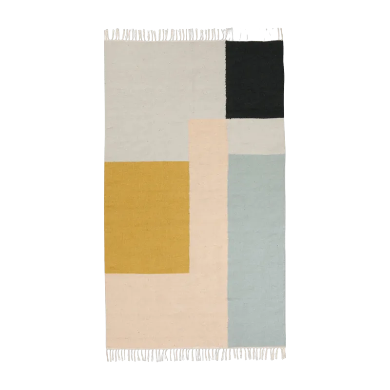 Tapis en laine multicolore 140x80 cm Kelim Graphique - Ferm Living - The Cool Republic