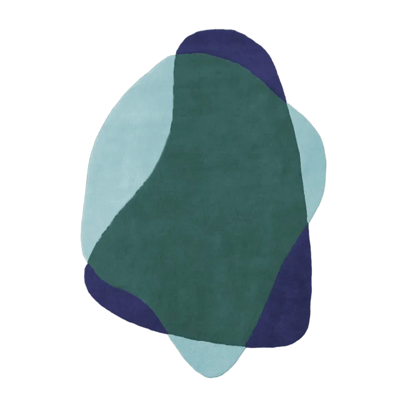Tapis en laine vert bleu 220x180 cm Serge - Hartô - The Cool Republic