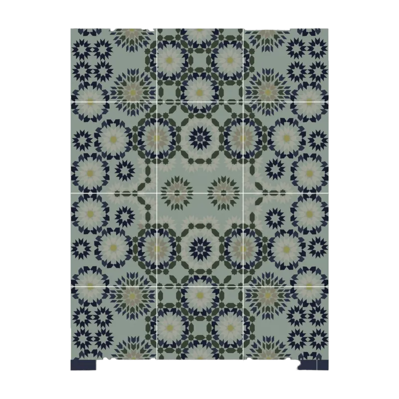 Tapis en vinyle bleu et vert 140x80 cm Tanger - Edito - The Cool Republic