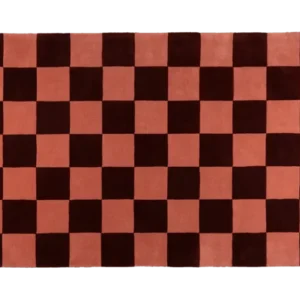 Tapis rectangulaire damier en laine rouge bordeaux et rose 161x253cm Checks - Fest Amsterdam - The Cool Republic