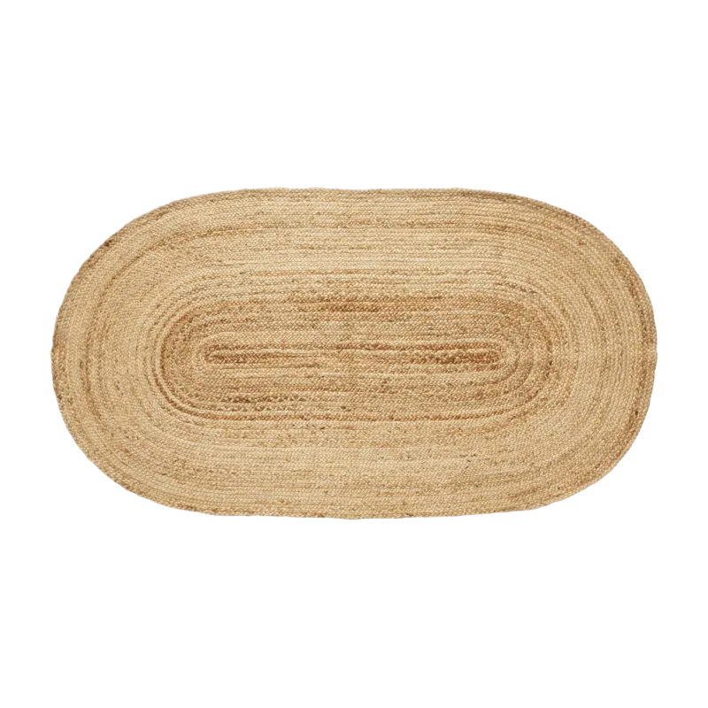 Tapis rectangulaire de sol ovale en jute 100x200 cm Sage - Hübsch - The Cool Republic