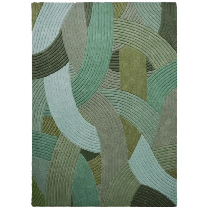 Tapis rectangulaire en laine tuftée vert 200x290cm Canopée - Edito - The Cool Republic