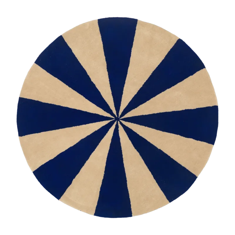 Tapis rond bleu et blanc 130 cm Arch - Ferm Living - The Cool Republic