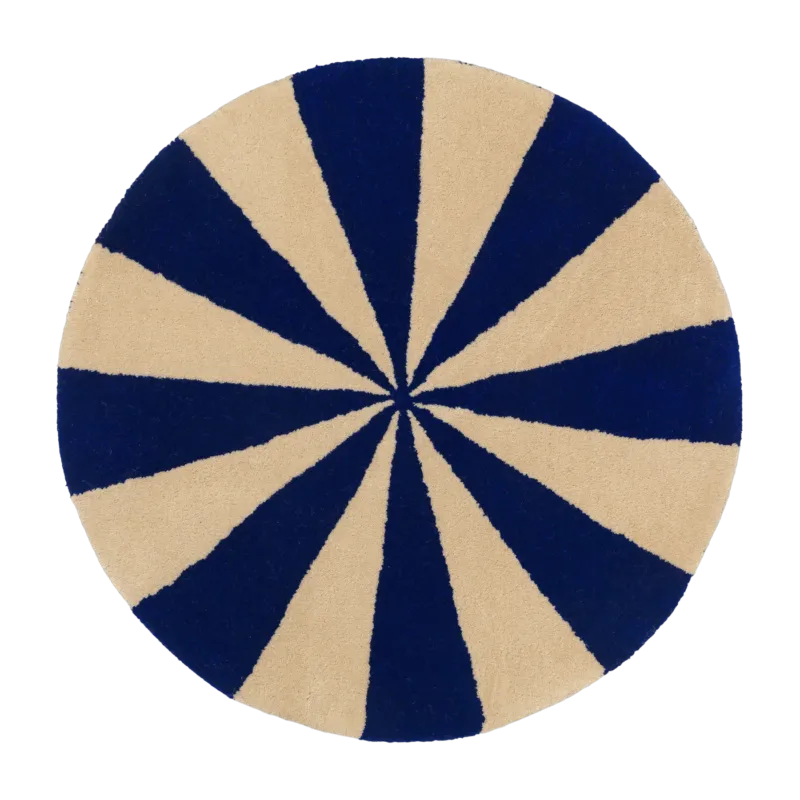 Tapis rond bleu et blanc 70 cm Arch - Ferm Living - The Cool Republic