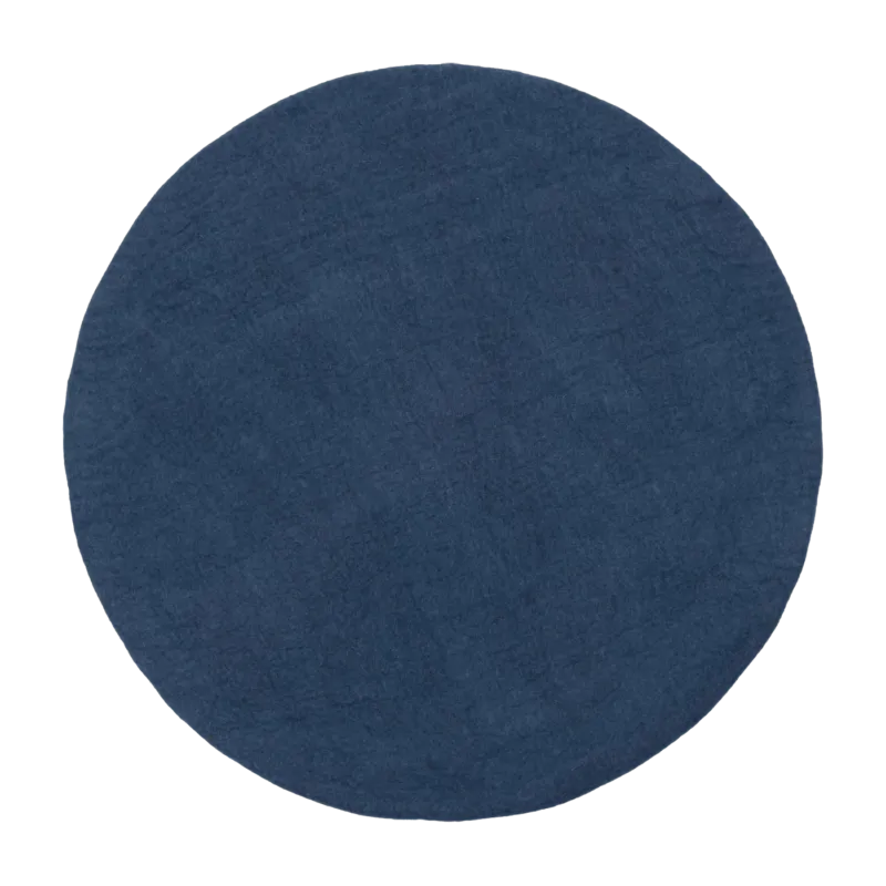 Tapis rond en laine bleu foncé 70 cm Alva - myfelt - The Cool Republic